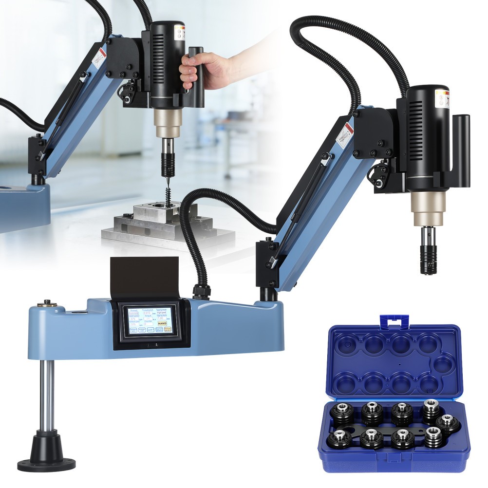 M3-M16 Universal Electric Tapping Machine 375rpm 1100mm Arm w/ 9pcs Collets