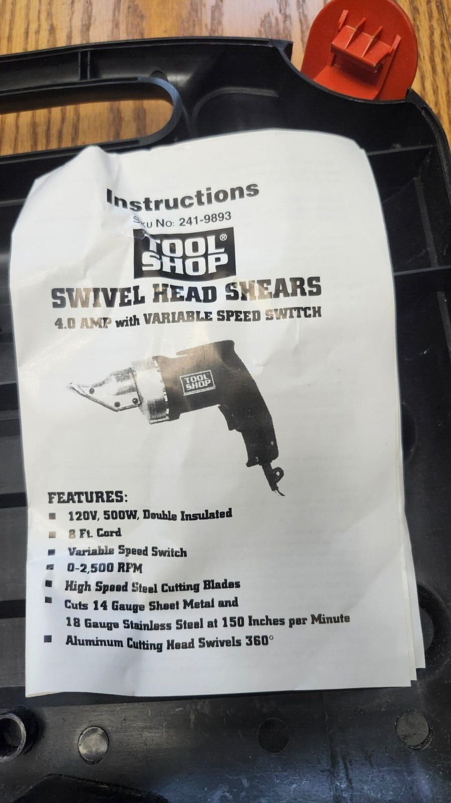 Tool Shop Electric Swivel Head Shears Model# J1J-AJ-1.2 – Black & Decker TESTED