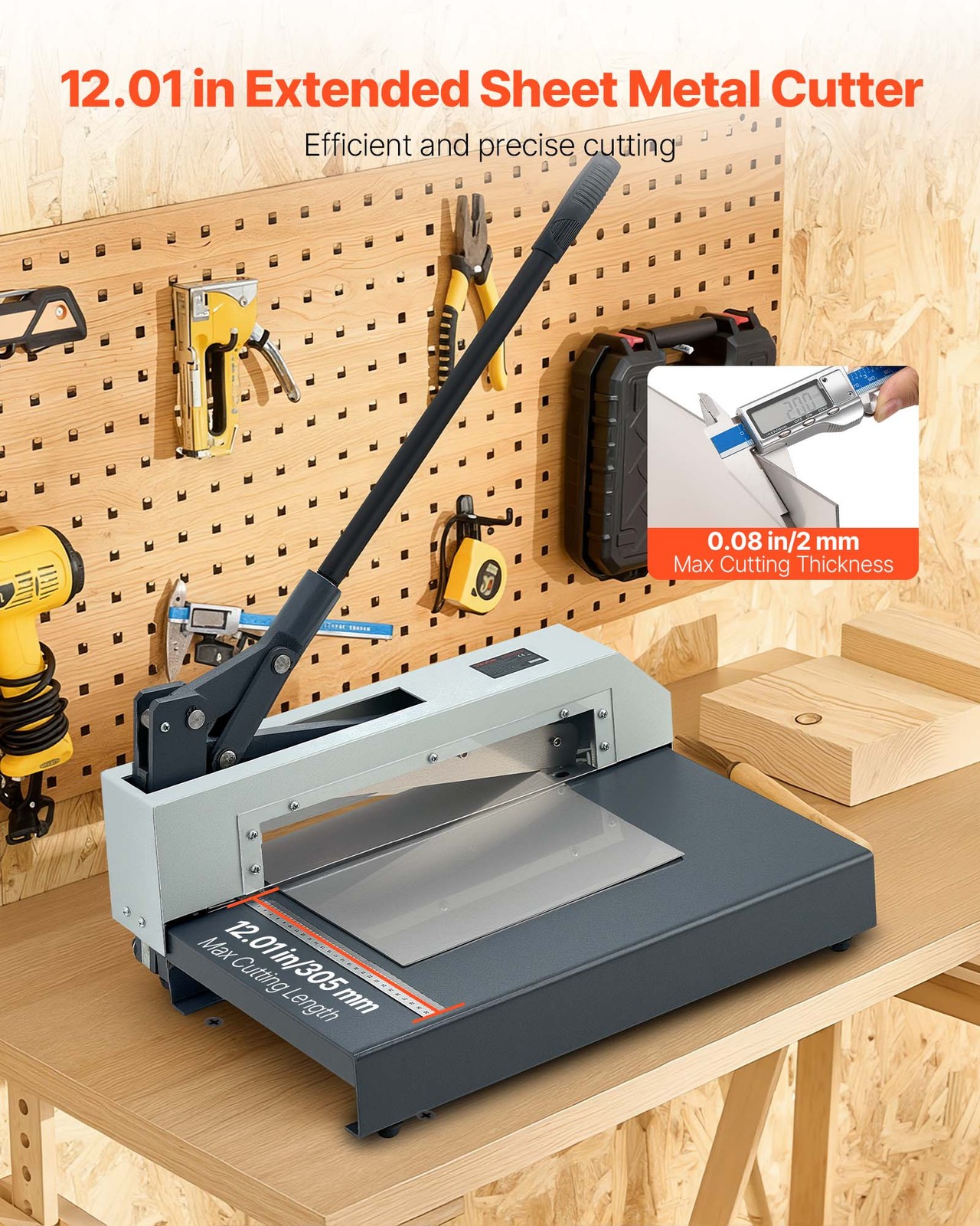VEVOR 12 in Manual Guillotine Shear Metal Steel Sheet Plate Cutter for Circuit