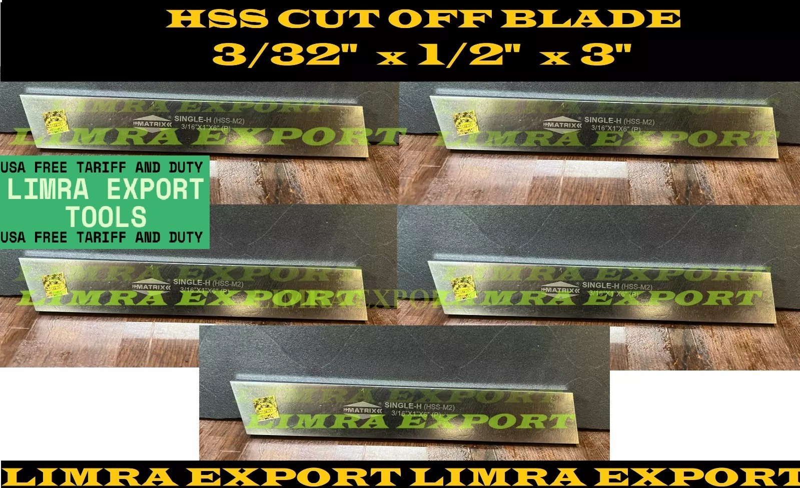 5x Cut Off Parting Blade High Speed Steel 3/32″ Inch x 1/2″ Inch x 3″ Inch