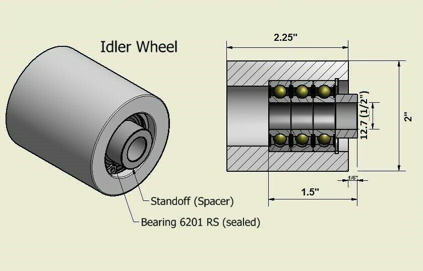 Belt Grinder 2″x72″ Polyacetal (Delrin) Whee 4″Drive 5/8″ bore 3″ track 2″ Idler