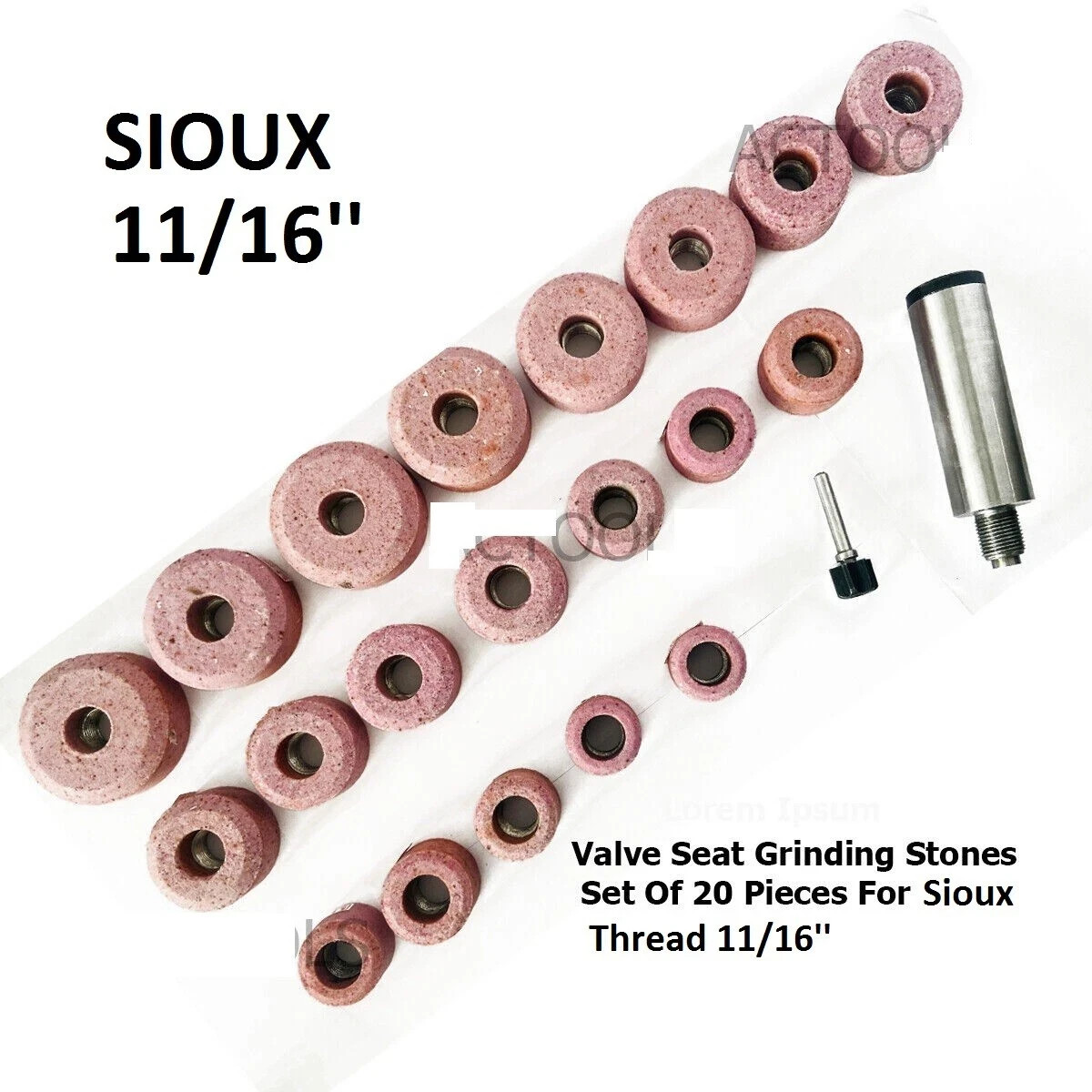 SIOUX VALVE SEAT PINK GRINDING WHEELS 20 PCS STONE HOLDER STAR DRIVE 11/16″ USA