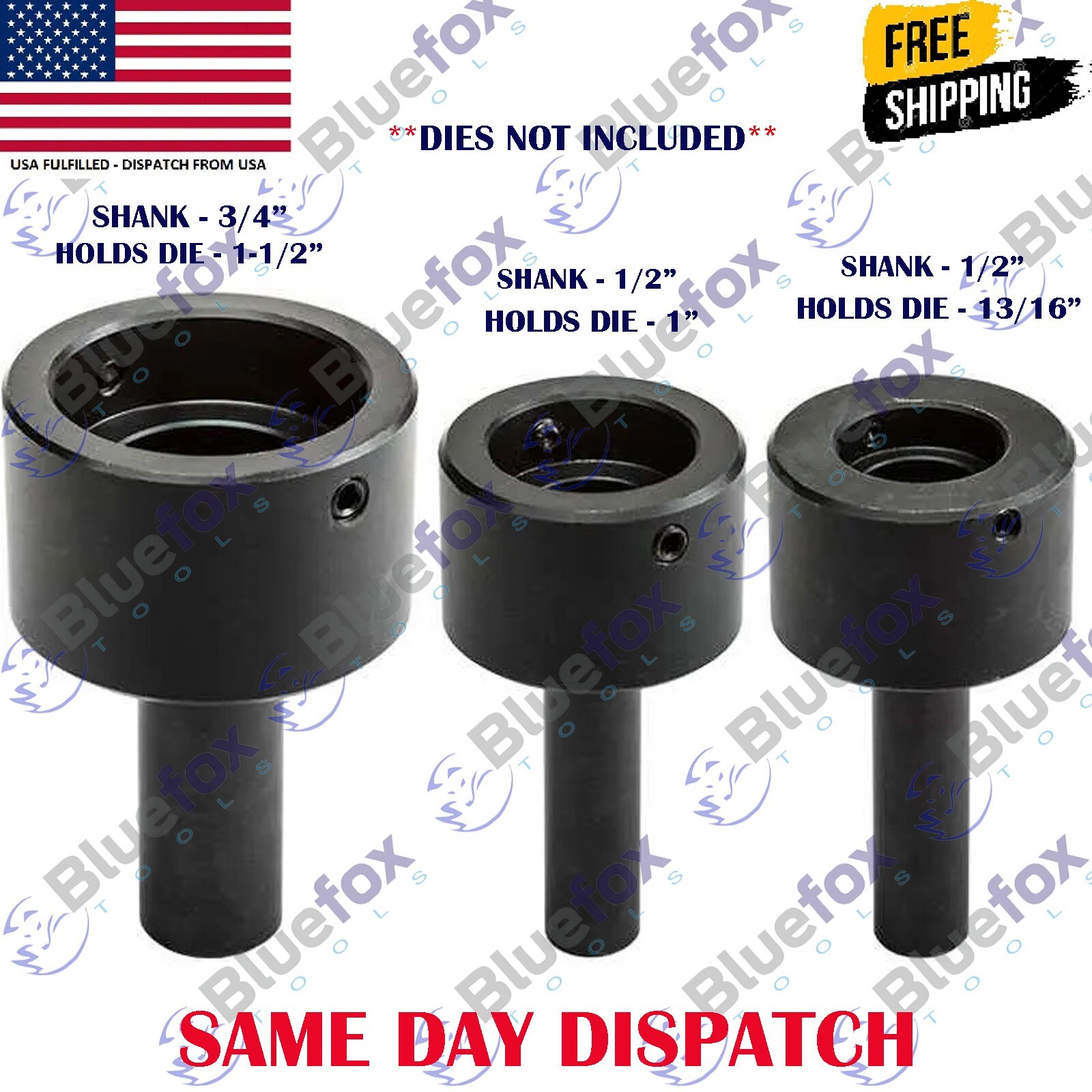 Tailstock Floating Round Die holders( shank type) Set of 3 Pcs Set