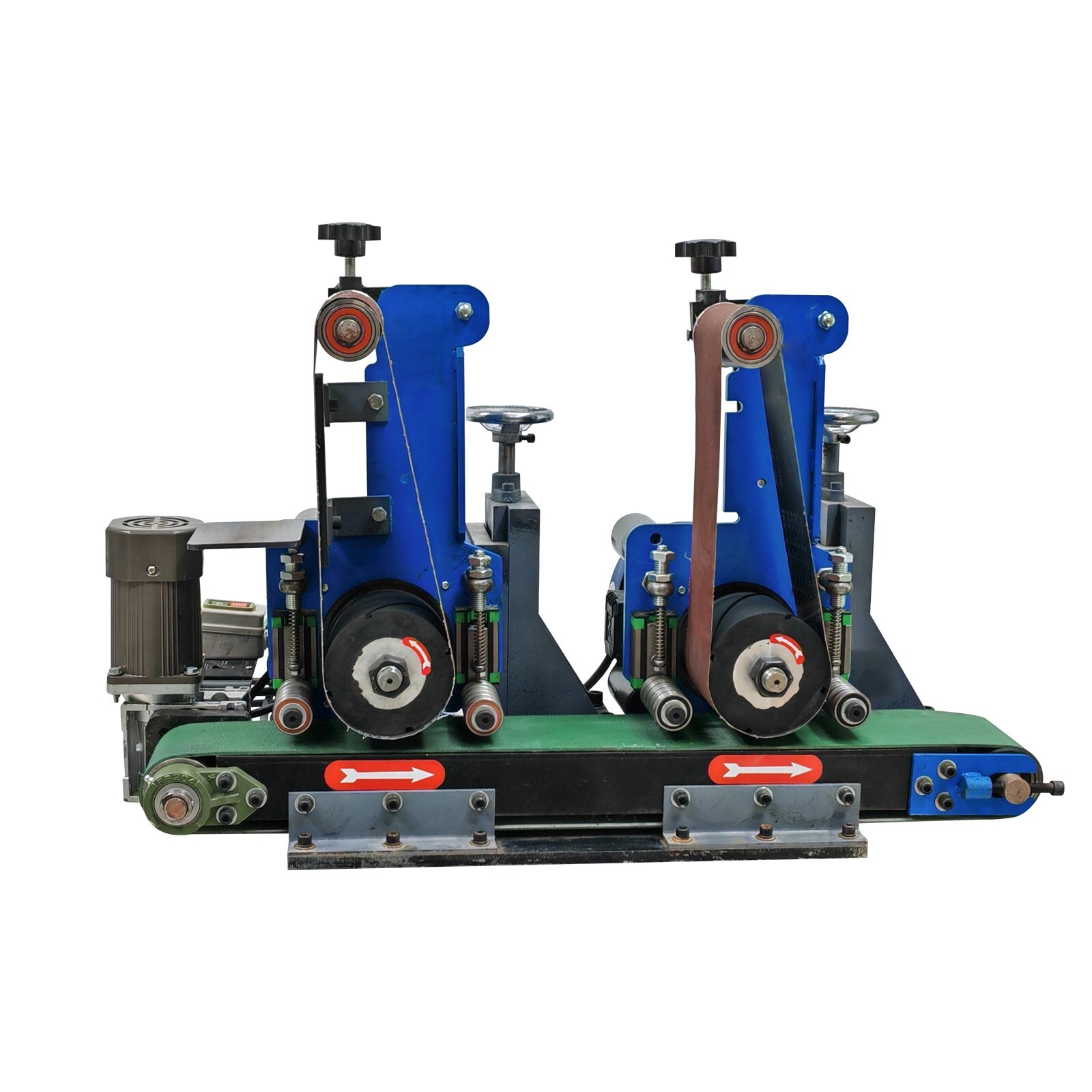 Two stations Surface Belt Sander Polishing Rust Drawing Deburring Machine 220V