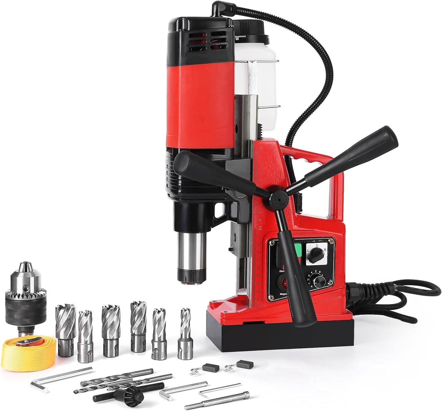 Magnetic Drill 1300W 10000N Portable Mag Drill Press 1.6″ Boring Diameter 11Bits