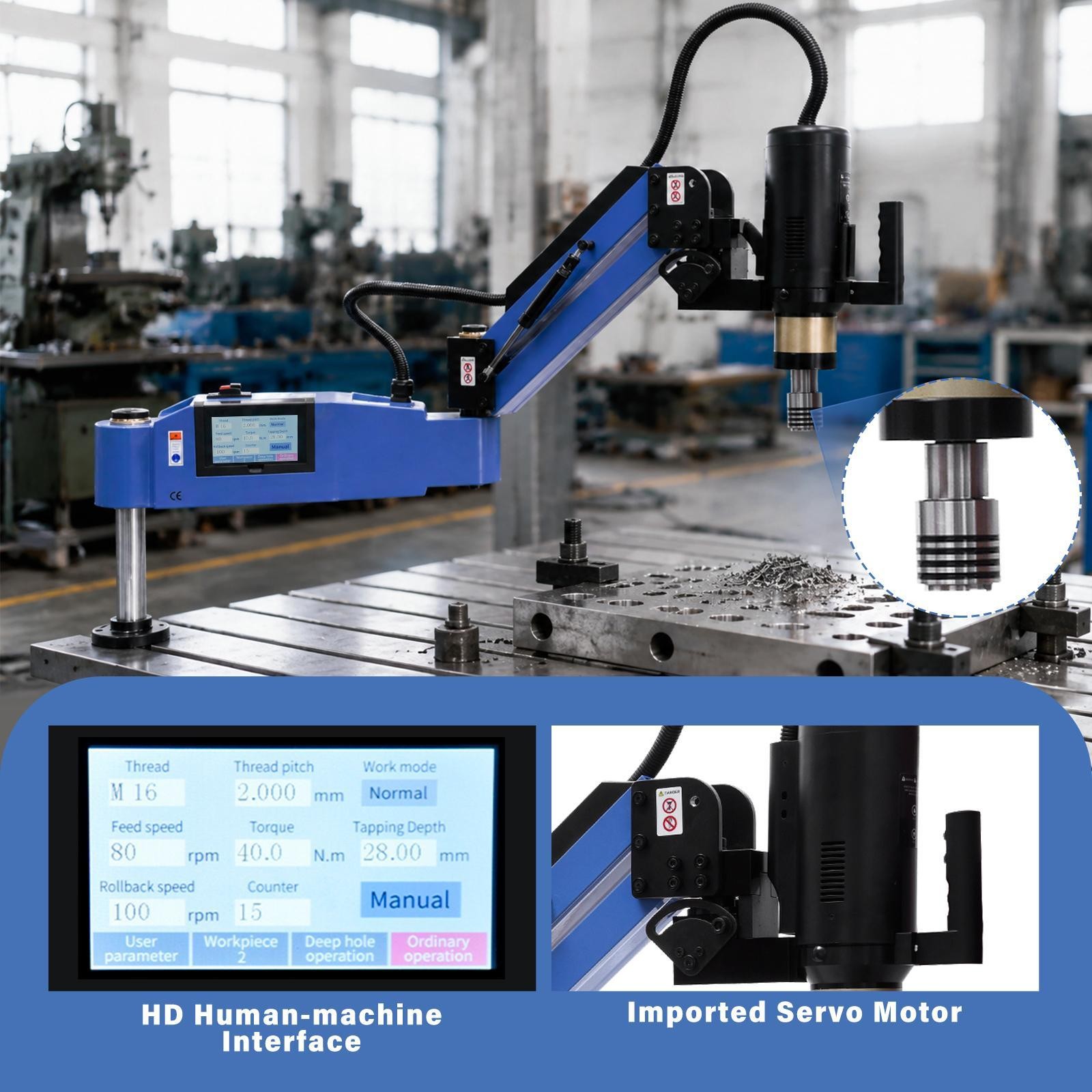 110V Electric Tapping Machine 1200W M4-M24 Universal Flexible Tapping Arm 200RPM