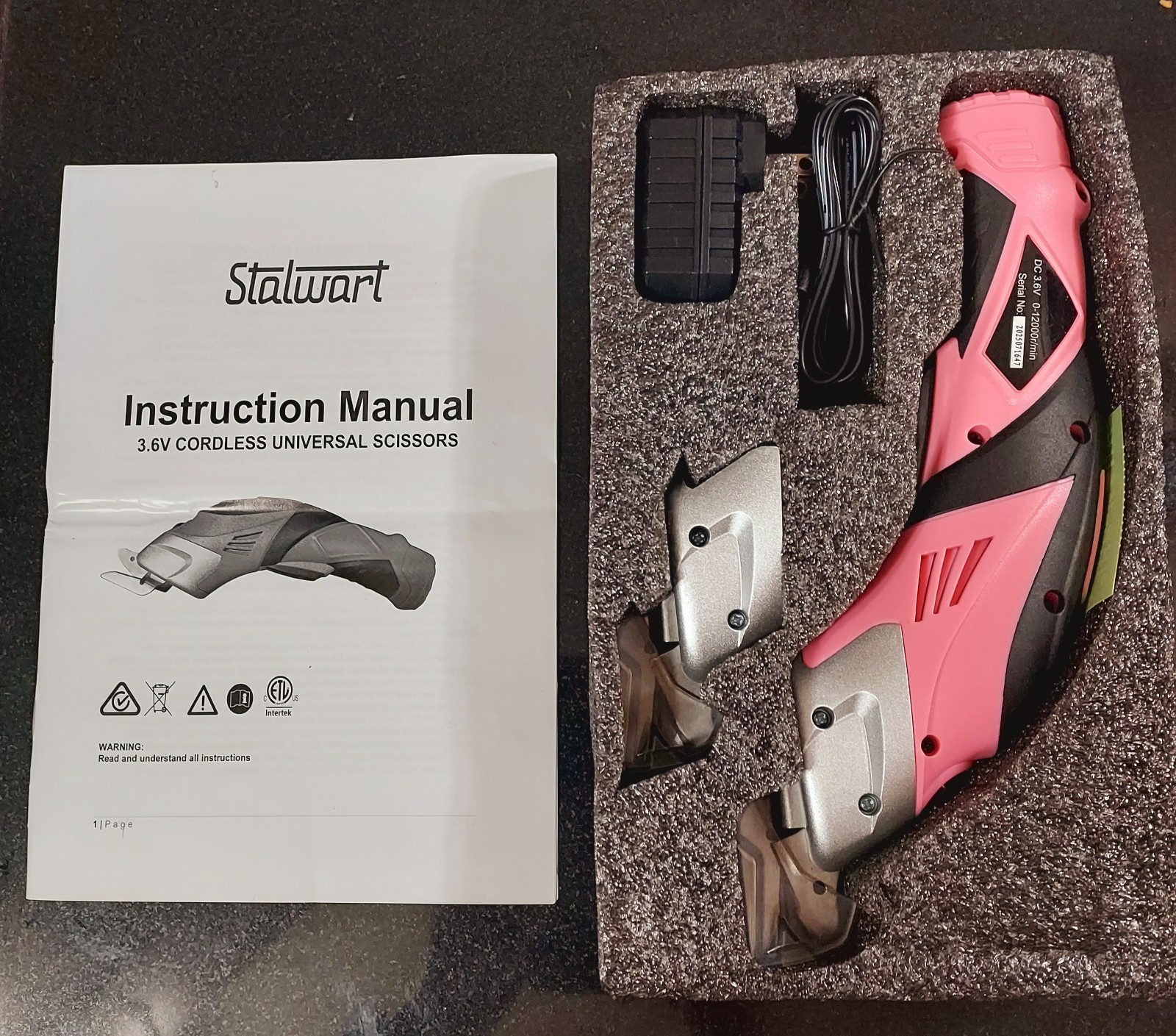 New Stalwart PINK Cordless Rechargeable Electric Scissors 2 Blades Ergonomic