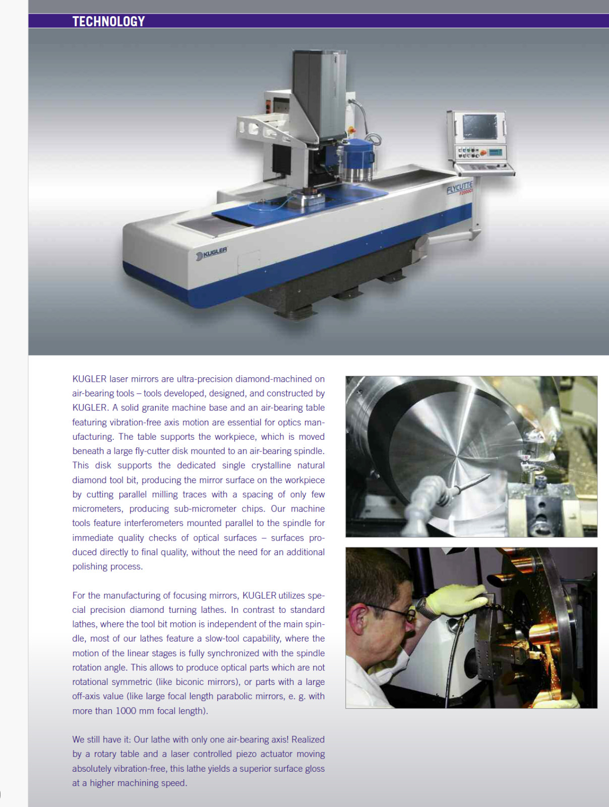 Kugler ultra-high-precision single-point-diamond fly-cutter