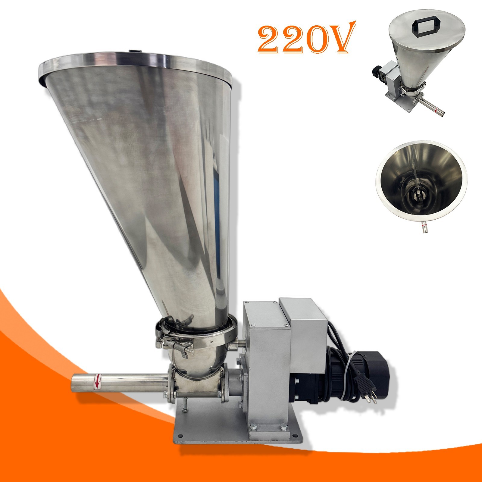 220V Twin-Screw Materials Feeder 1PH Horizontal Stainless Steel Feeder 0.6-3kg/h