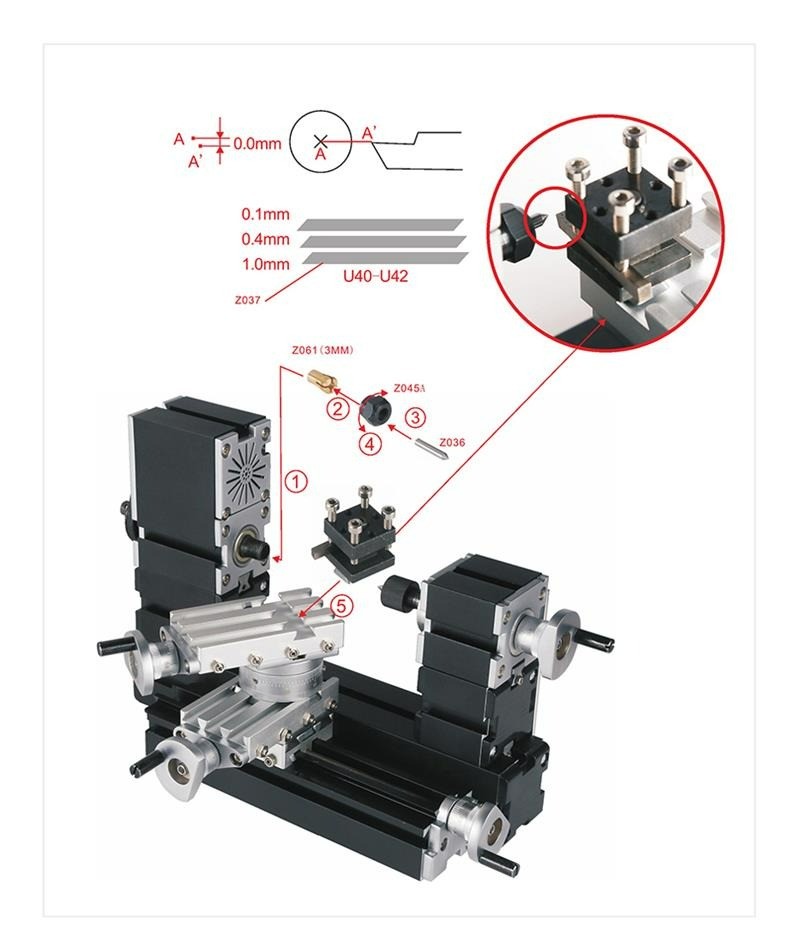 High Power 60W Miniature Metal Rotary Lathe Model Making Lathe Equipment