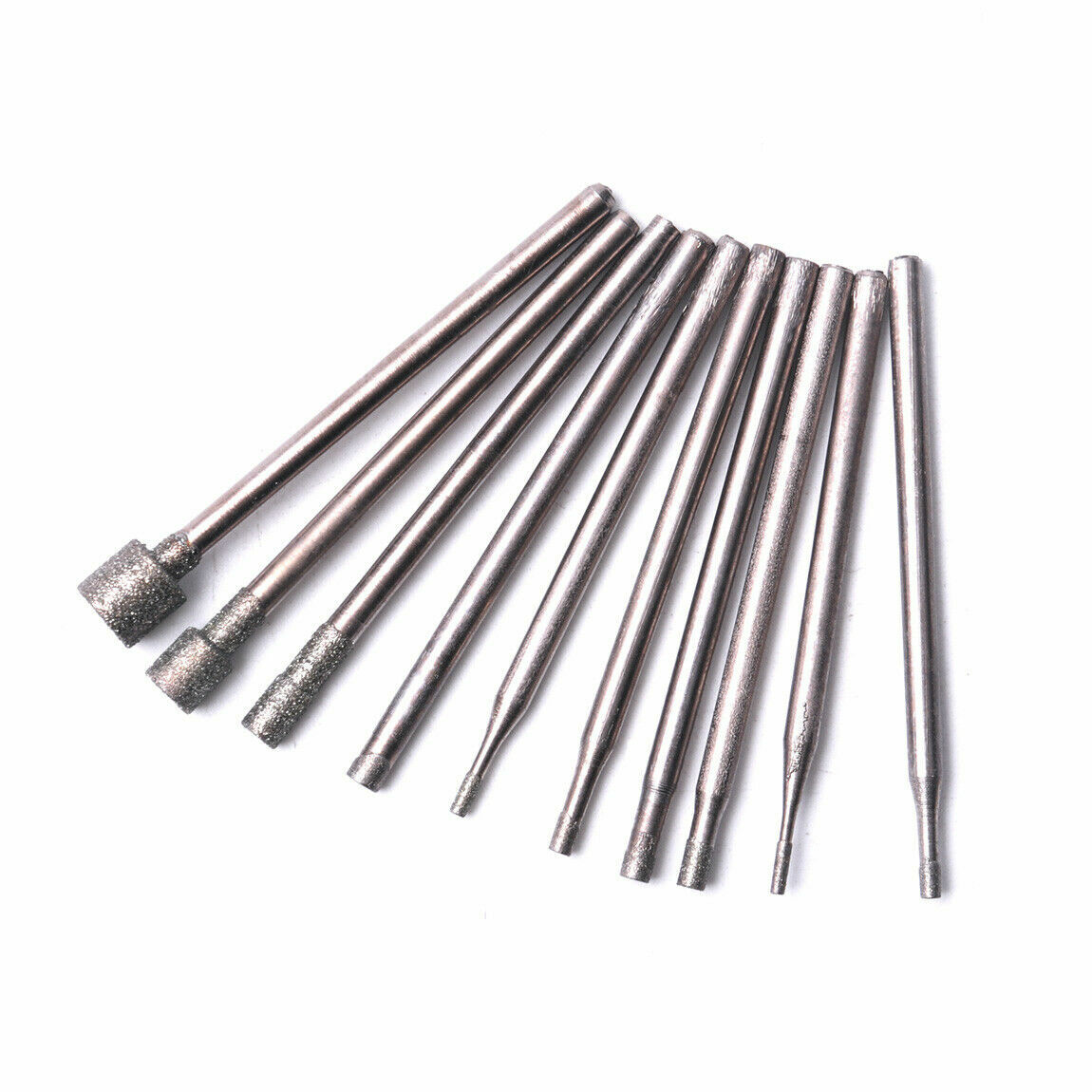 10pcs 2.35mm Shank Diamond Spherical Concave Head Grinding Bit Carving Burrs