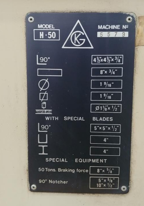 Geka Hydracrop 50 Ton Ironworker, Model HYD-50 w/Lot of punches & dies, notcher