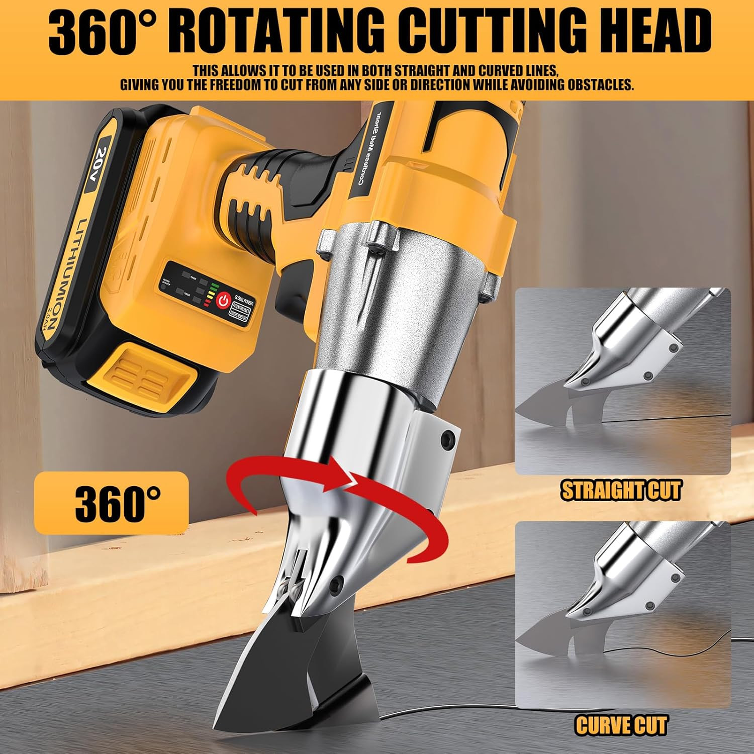 Cordless Sheet Metal Cutter Brushless for De-Walt 20V Max Battery(Tool Only), Me