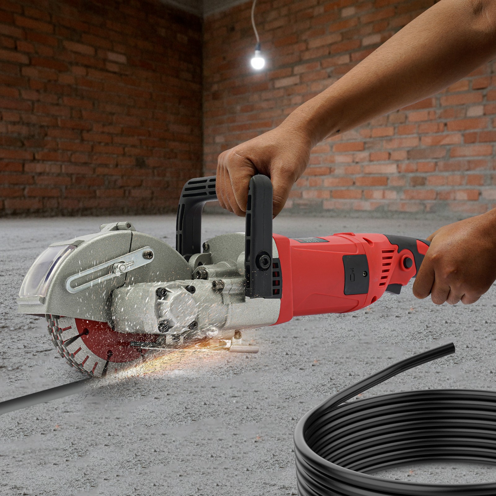 Red Electric Wall Groove Cutting Machine, Slotting Machine, Concrete Wall Chaser