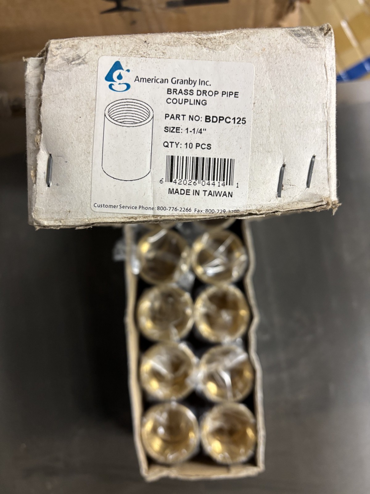 American Granby Inc. BDPC125 1 1/4″ Inch Brass Drop Pipe Coupling – Lot of 10