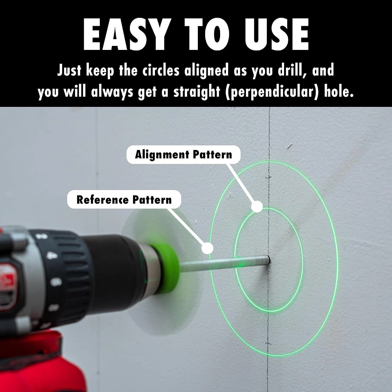 BullseyeBore Magnetic Laser Drill Guide – Drill Straight with High-Vis Green