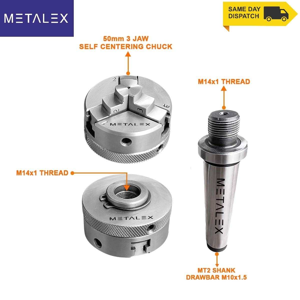 2″ 50mm 3 Jaw Self Centering Mini Small Baby Lathe Chuck Set MT2 Shank Arbor Kit