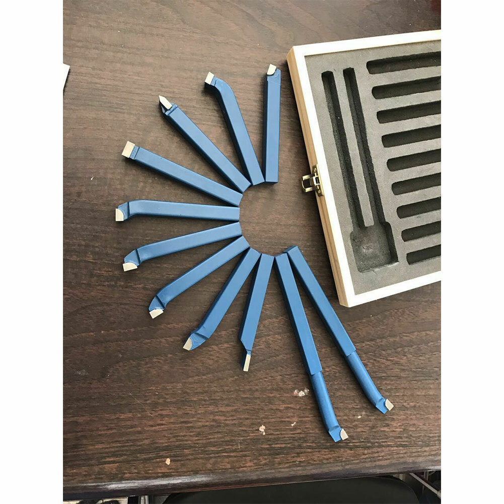 11Pcs 2/5” Carbide Metal Tool Knife Set for Mini Lathe Cutting Turning Tools