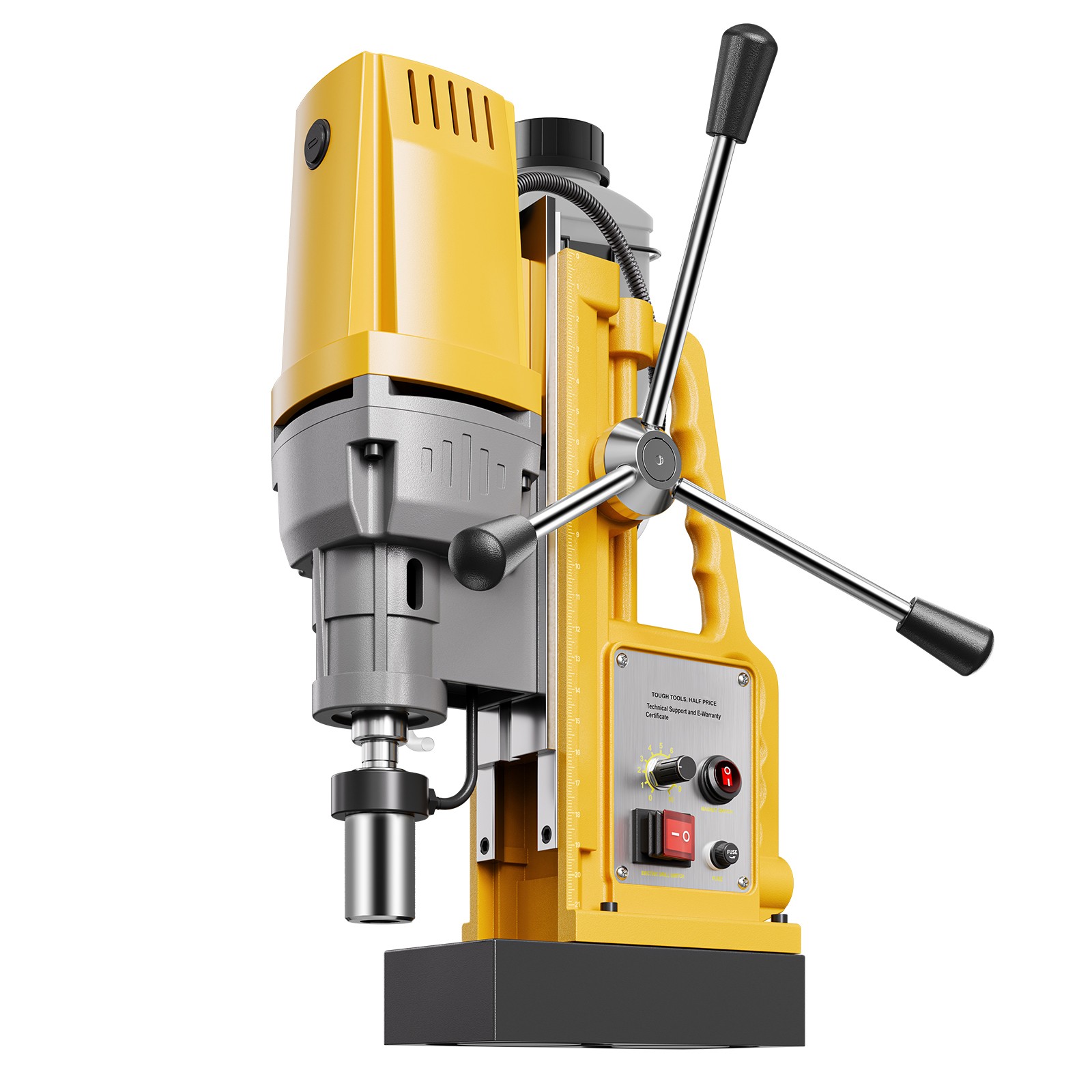 Uimoso Magnetic Drill 1400W, 2922 lbf Force, 2 in Hole Diameter, Speed 0-750 RPM