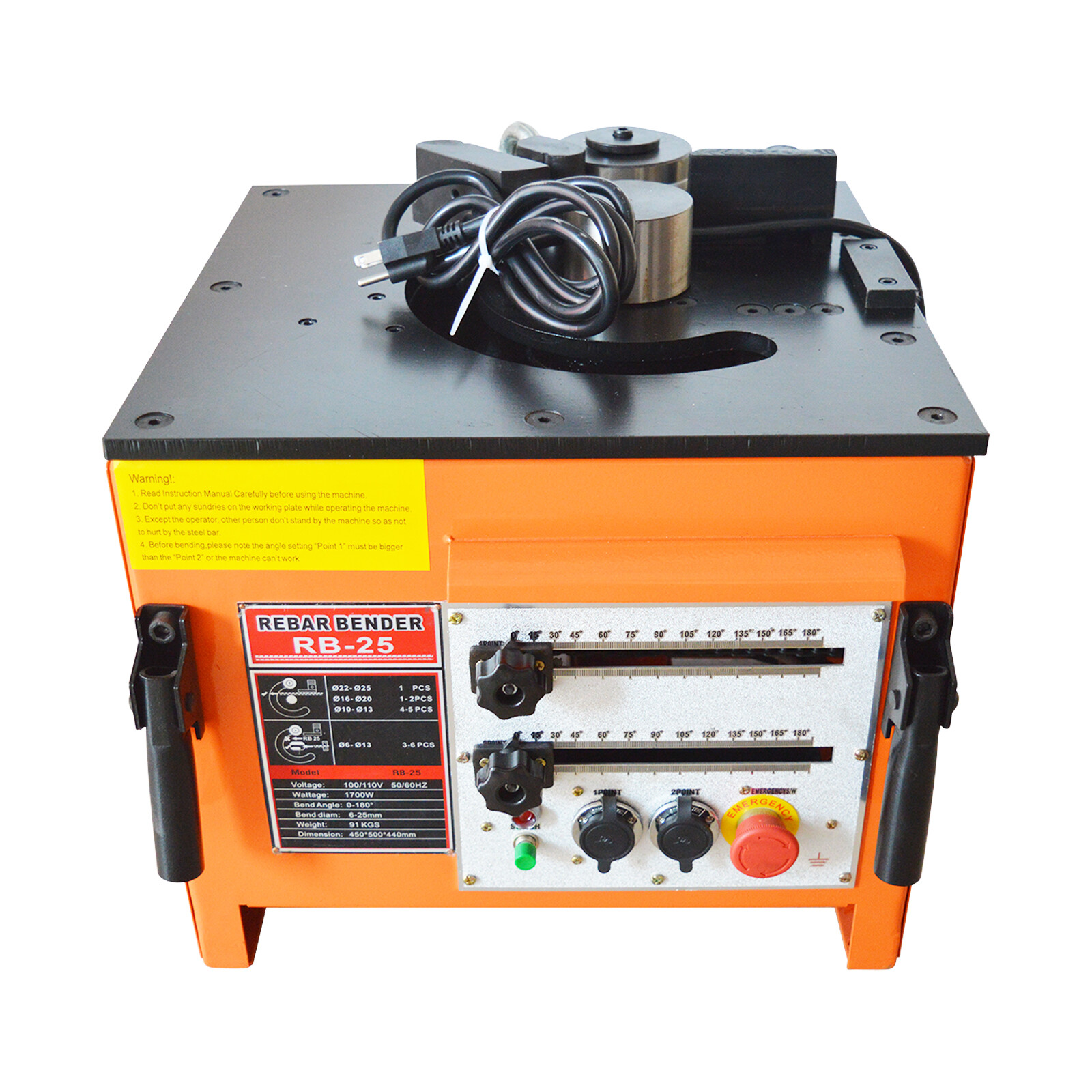 Rb-25 Bench Bar Bending Machine Electric Rebar Bending Bender 0-180° 1700W