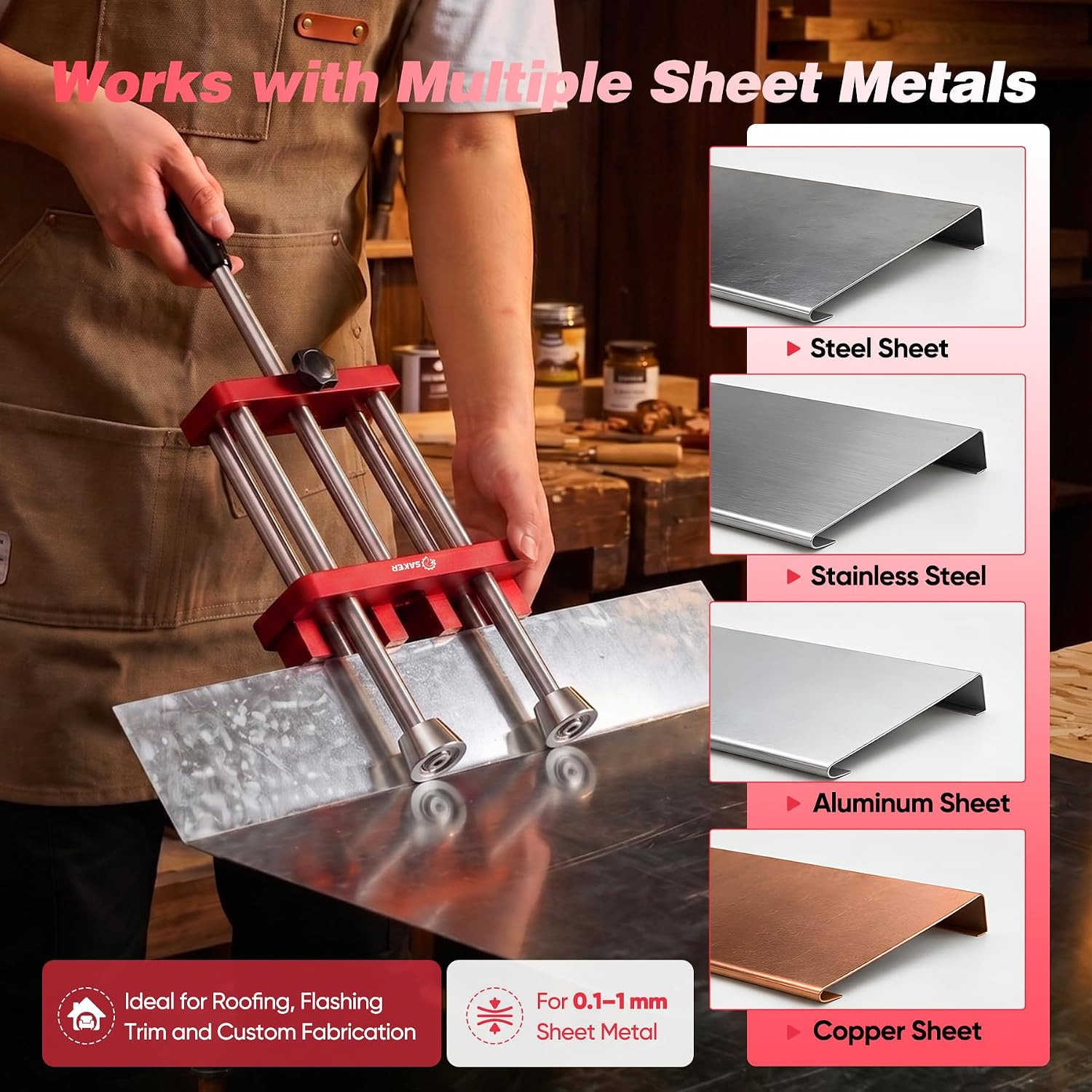 2 Station Sheet Metal Bender, Portable Sheet Metal Roller Tool | 0-100° Bending