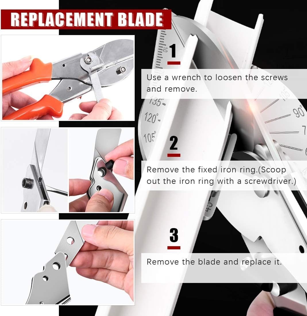 Multi Angle Miter Shear Cutter for 45 to 135 Degree Cuts with Replacement Blades