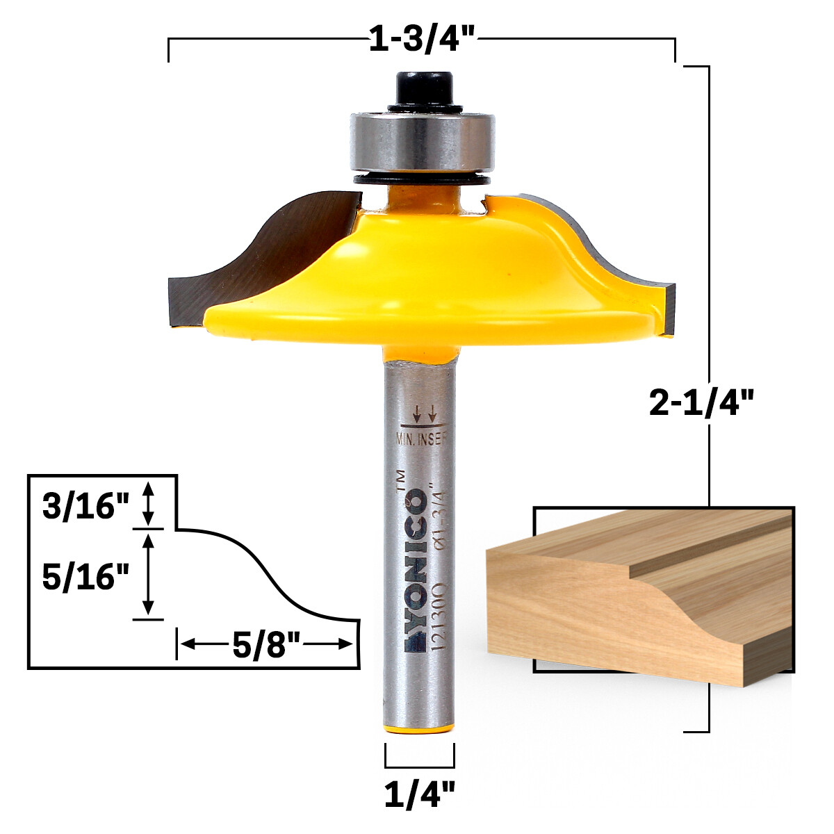 1-3/4″ Diameter Raised Panel Router Bit – 1/4″ Shank – Yonico 12130q