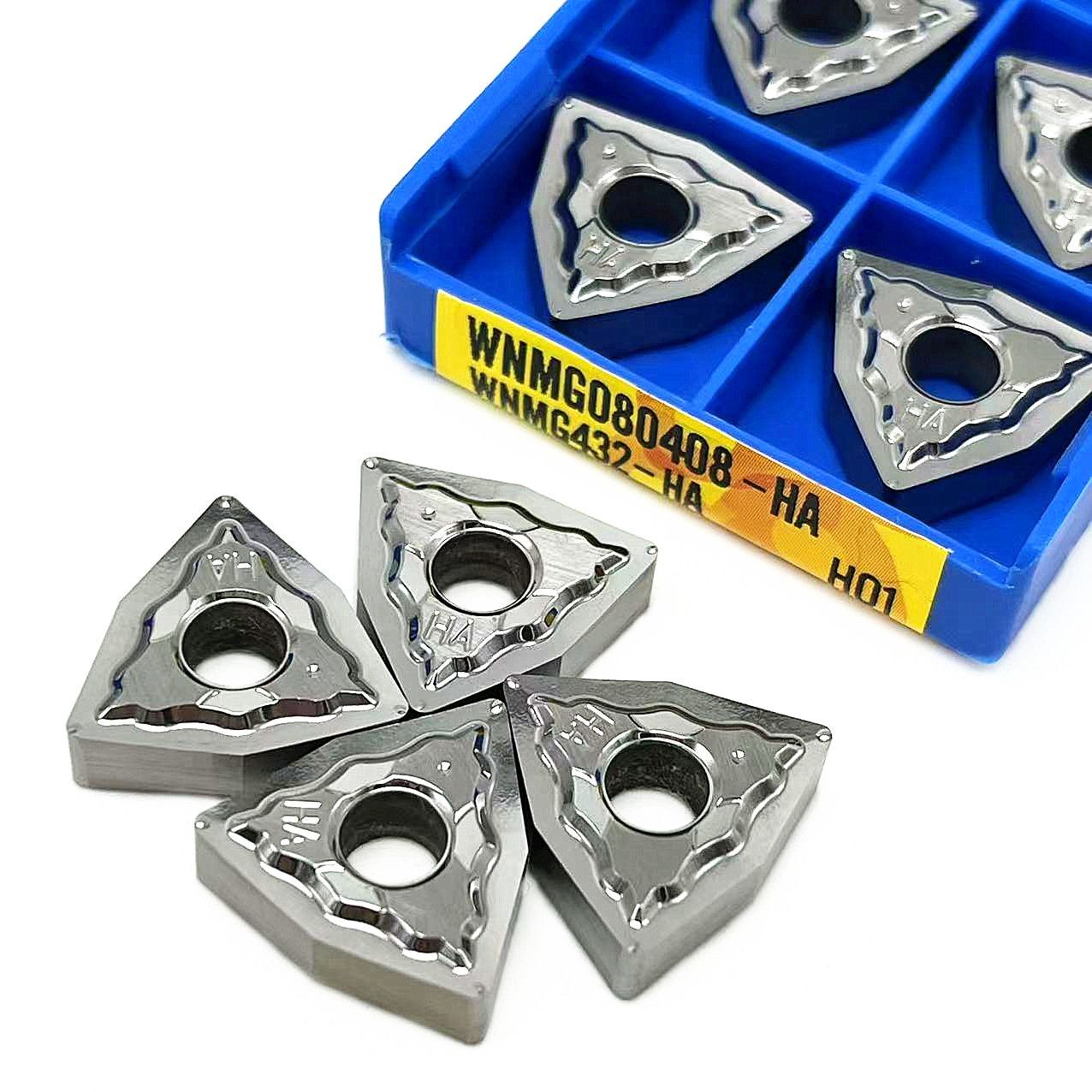 10pcs Carbide Insert Aluminum Lathe External Turning Tool WNMG080402/408/404 H01