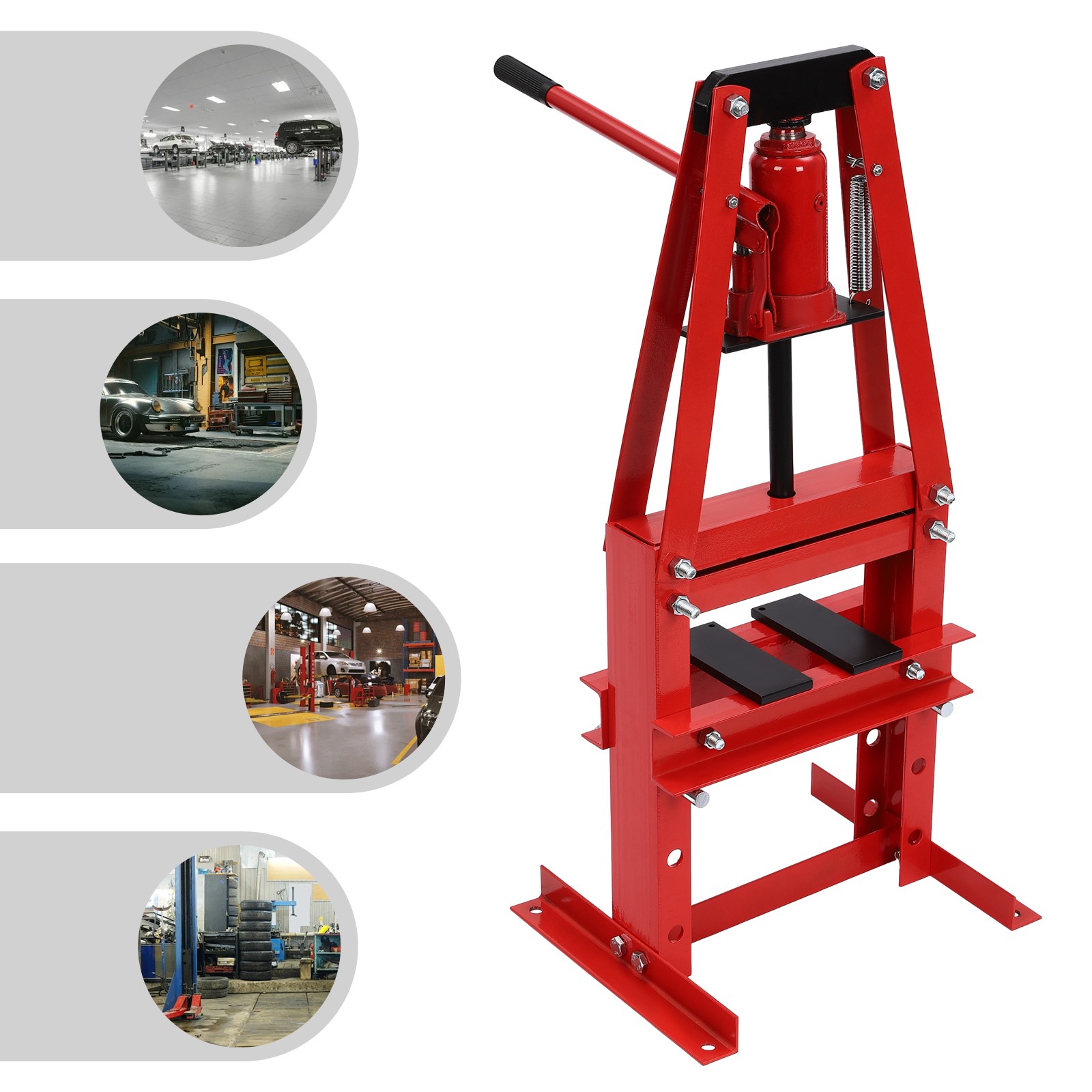 6 Ton Hydraulic Shop Press with Gauge & Press Plates A-Frame Benchtop Press Tool