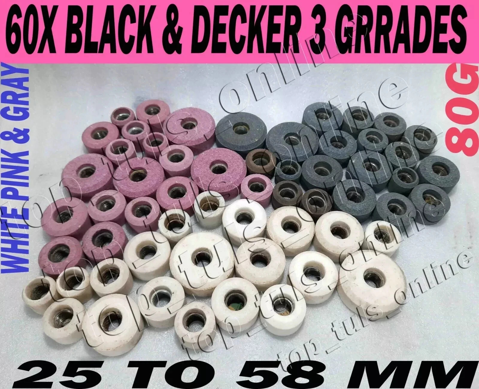 60x B&D 3Grades White Pink & Grey 25 MM TO 63 MM 80G