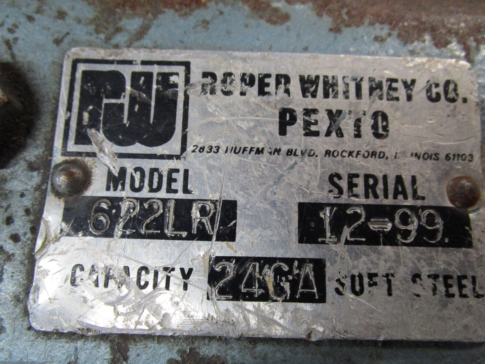 Used Pexto Sheet Metal Hand Crank Powered Flanger Machine Crimper 622LR 24GA