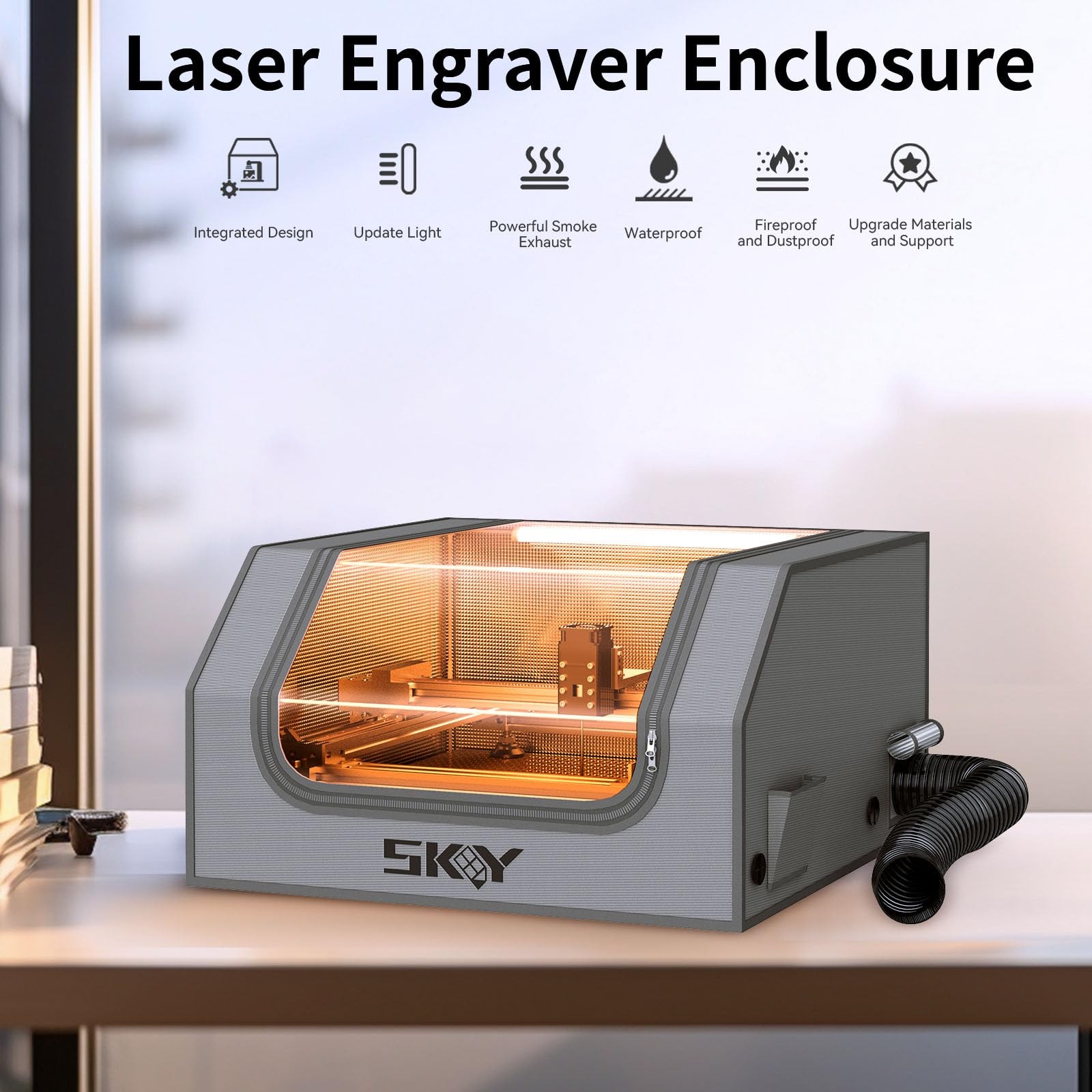 2025 Upgrade Laser Engraver Integrated Enclosure Engraver-Grey, Black