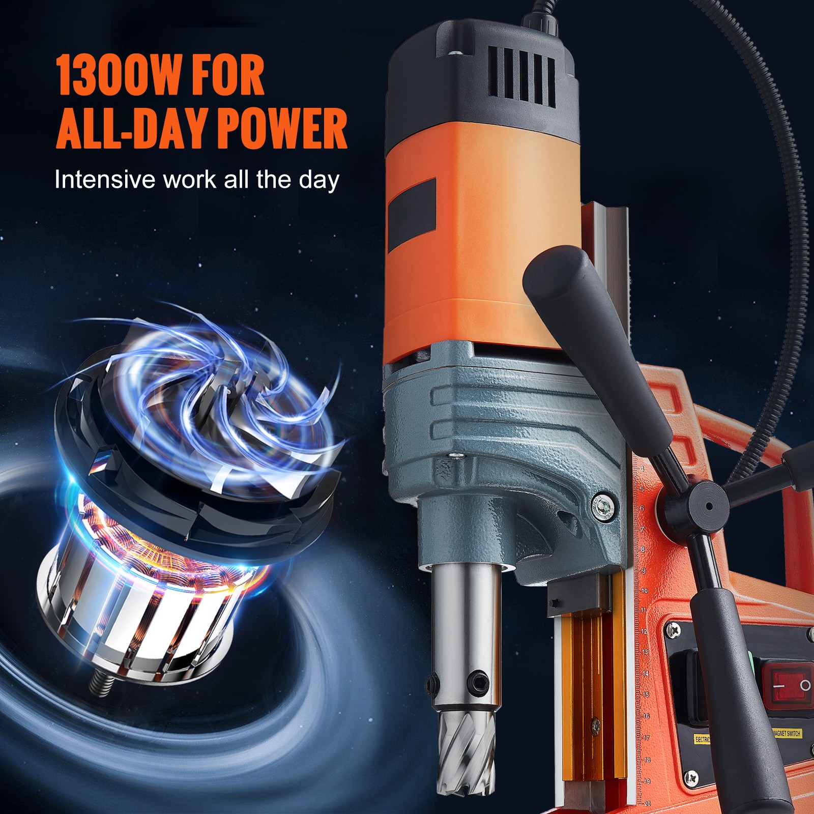 Uimoso Magnetic Drill 1300W 2922lbf/13000N Portable Mag Drill Press 810RPM