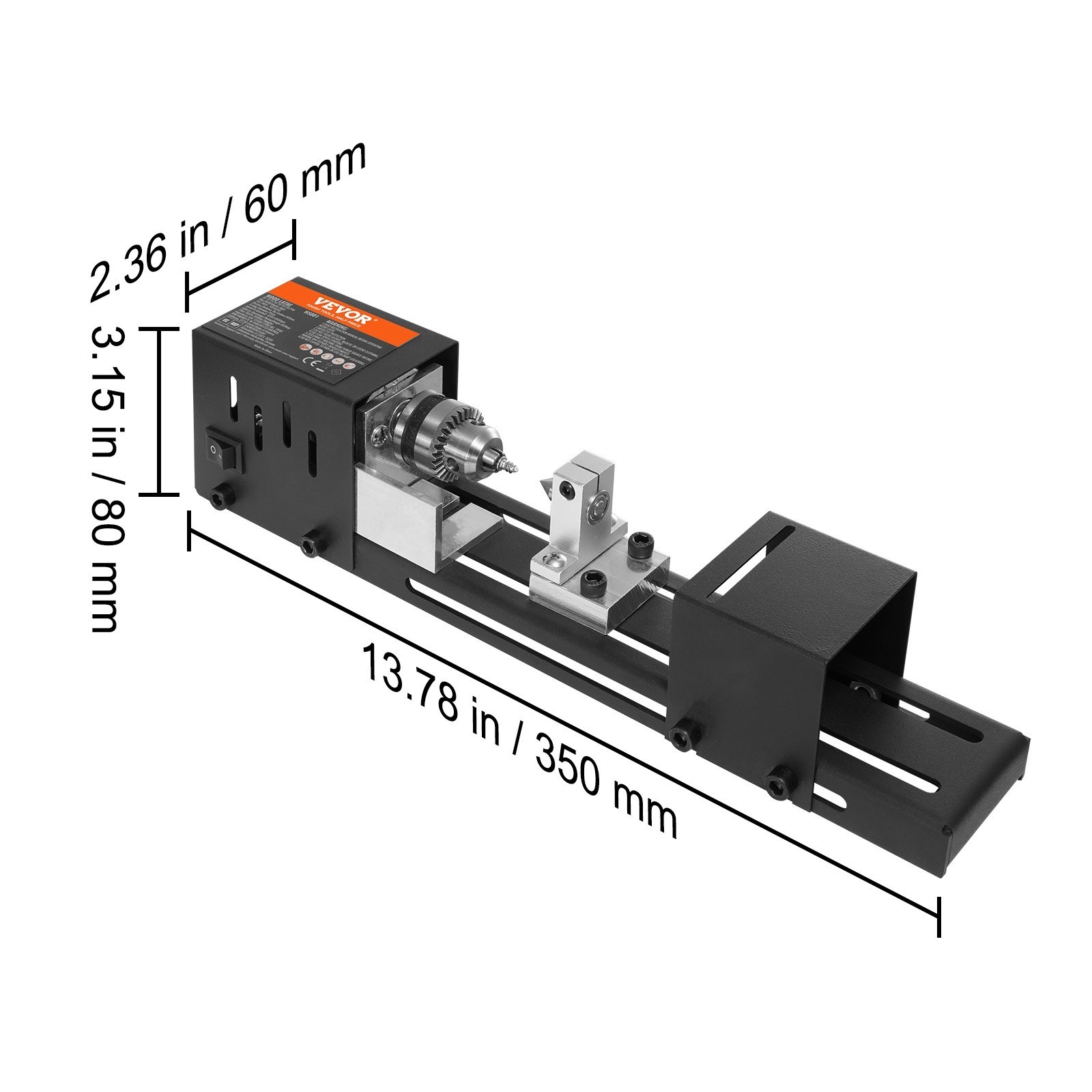 Mini Lathe Machine 24V 96W Mini Wood Lathe Tools 2.76 in x 6.3 in 7 Speeds