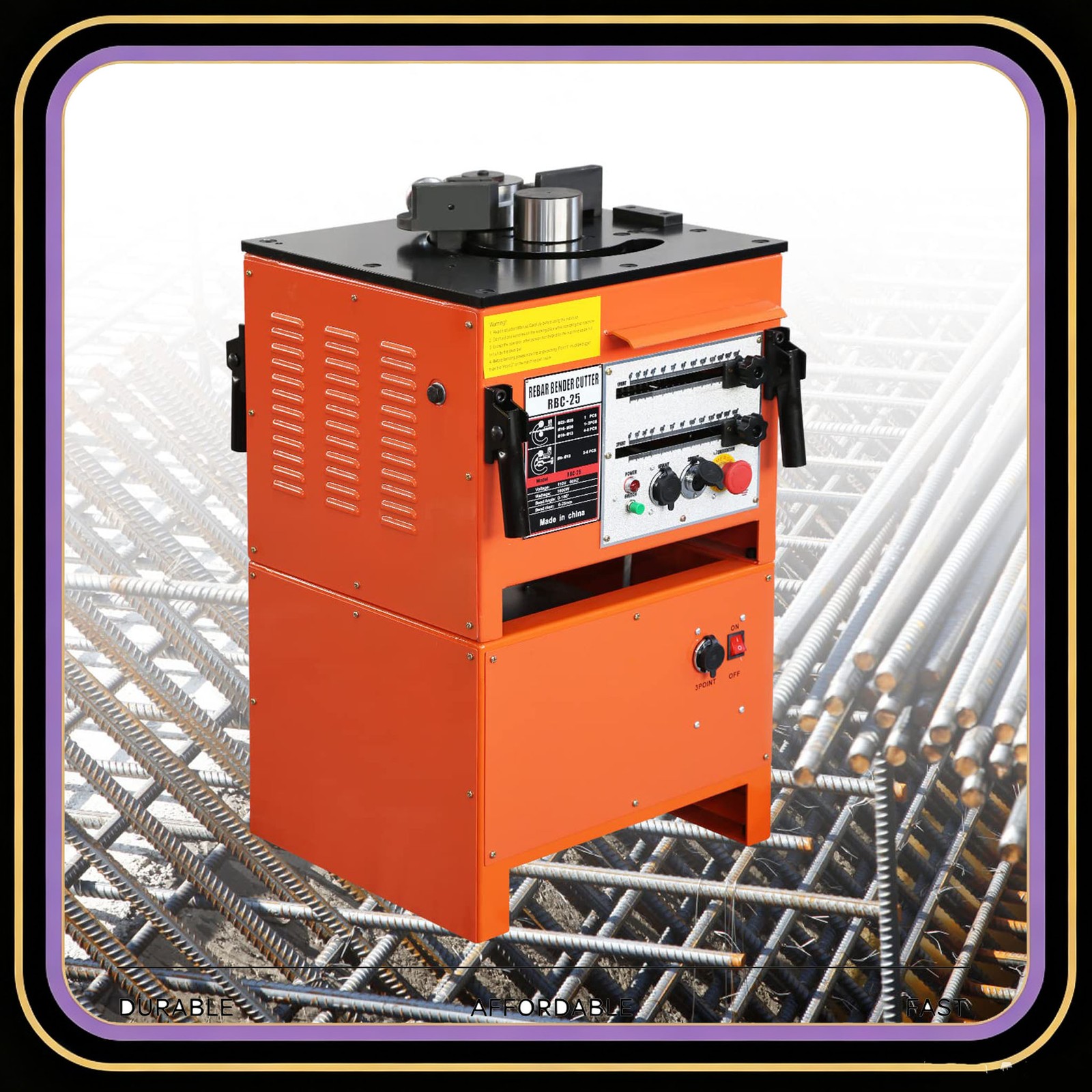 Electric Rebar Bender Cutter 0-180° Bend Max 1 Inch 25mm Rebar Machine 1600W New