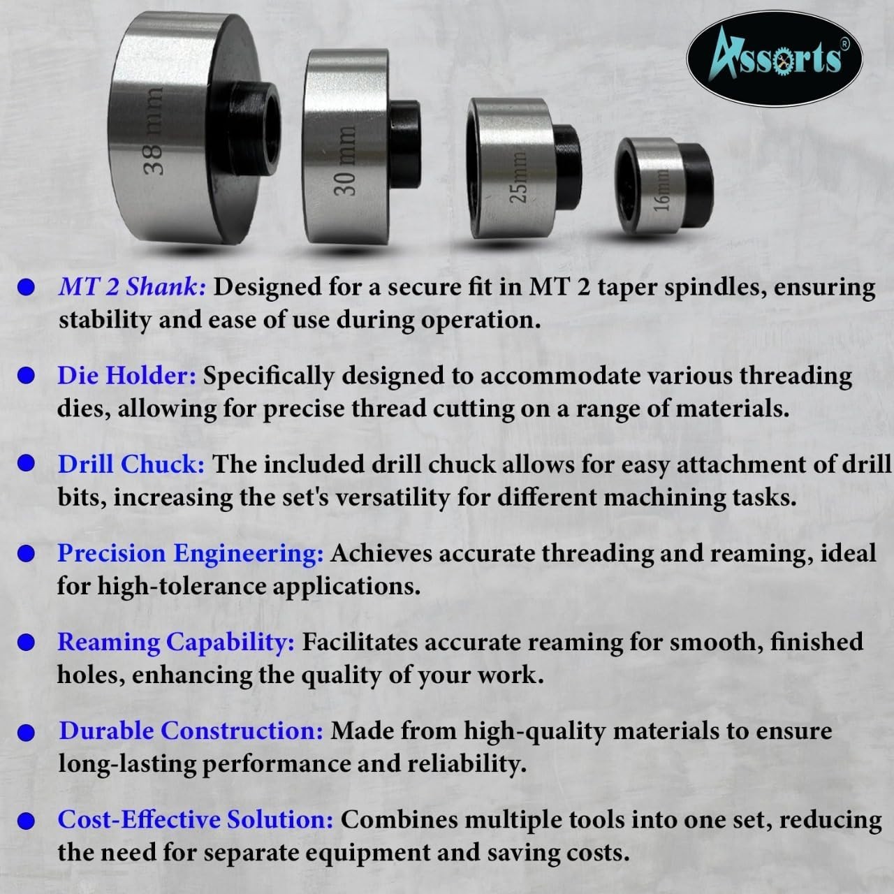 MT2 Shank Tapping Threading Reaming Holder Set with Drill Chuck Metric