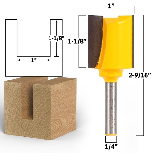 1″ Diameter X 1-1/8″ Height Straight Router Bit – 1/4″ Shank – Yonico 14020q
