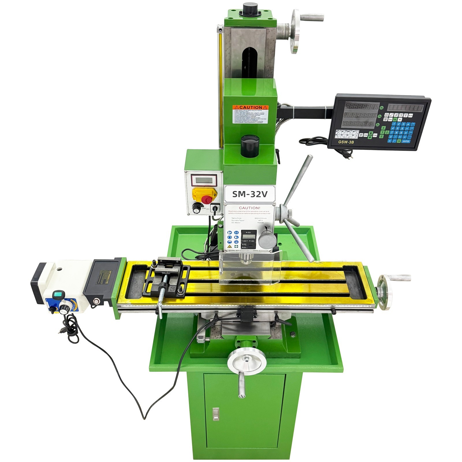 Heavy-Duty Cast Iron Milling Machine SM32V 110V 1.5KW Brushless R8 Taper 3-Axis
