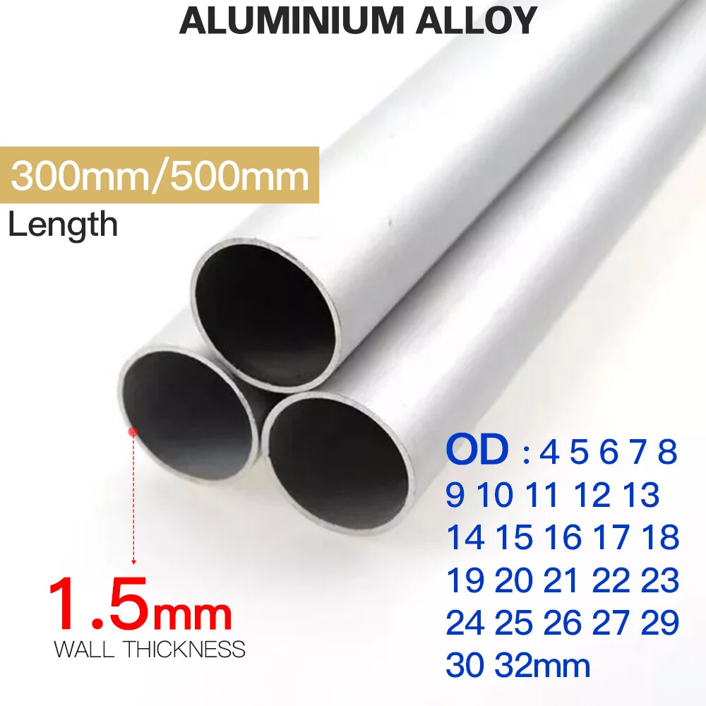 Aluminium Pipe Alloy Tube 4-50mm Thickness OD Straight 300mm 500mm Long Round