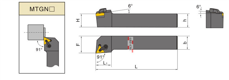 91° MTGNR MTGNL 1616 2020 2525 K16 M16 External turning tool For TNMG (clamp)