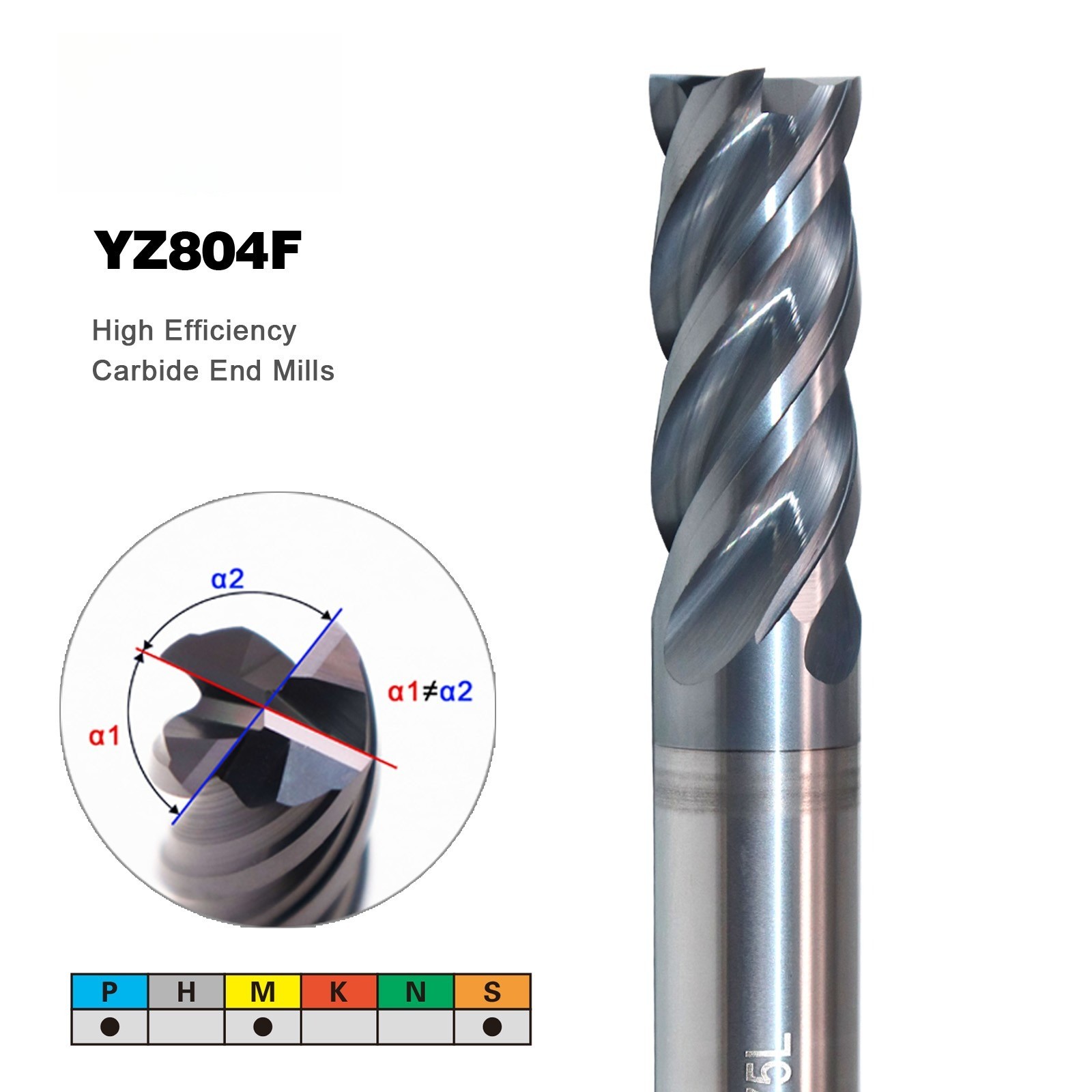 Carbide End Mill for Stainless Steel Titanium CNC Tool AlTiN Coated HRC65 4Flute