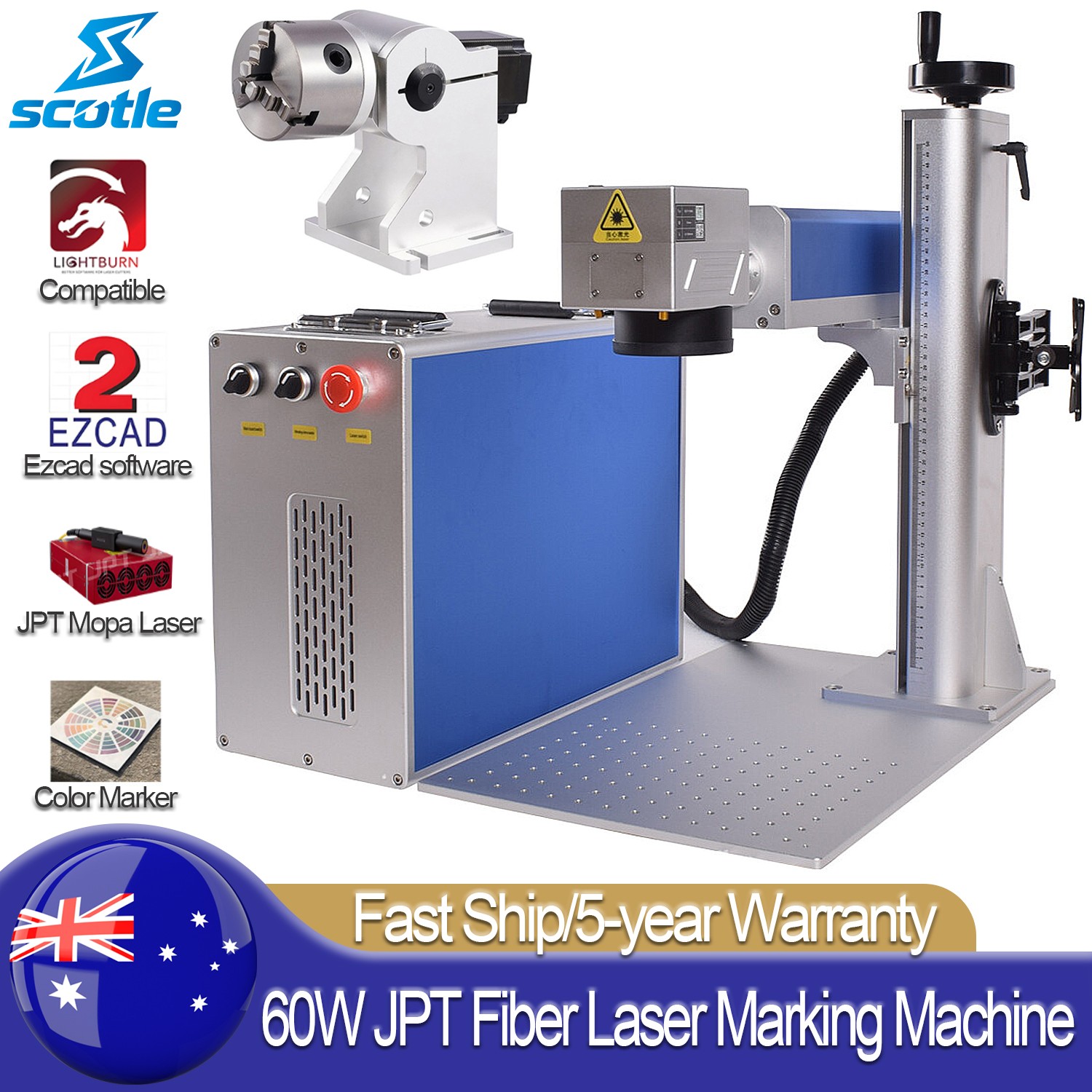 60W JPT Mopa M7 Fiber Laser Marking Machine Metal Steel Engraving Color Marker