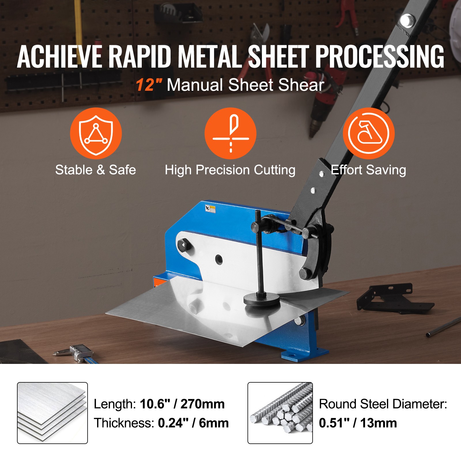 Uimoso 12″ Manual Metal Sheet Cutter for Benchtop Use, Q235 Steel Processing