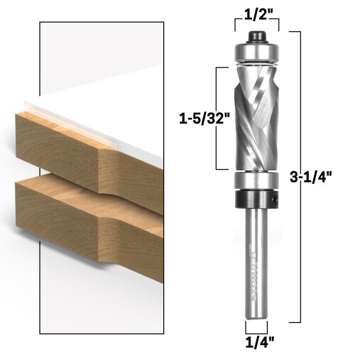 Top & Bottom Bearing Compression Flush Trim Router Bit 1/4″ Shank Yonico 33205q