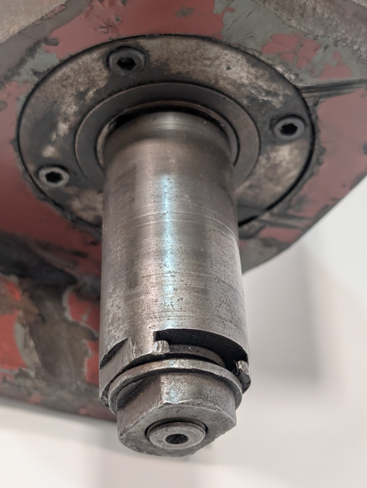 Vintage Red Head Industrial Grinding Machine Spindle Head, Unknown Model