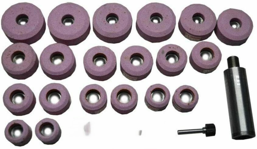 B&D VALVE SEAT PINK GRINDING WHEELS SET 20 PCS STONE HOLDER HEX DRIVE 9/16″