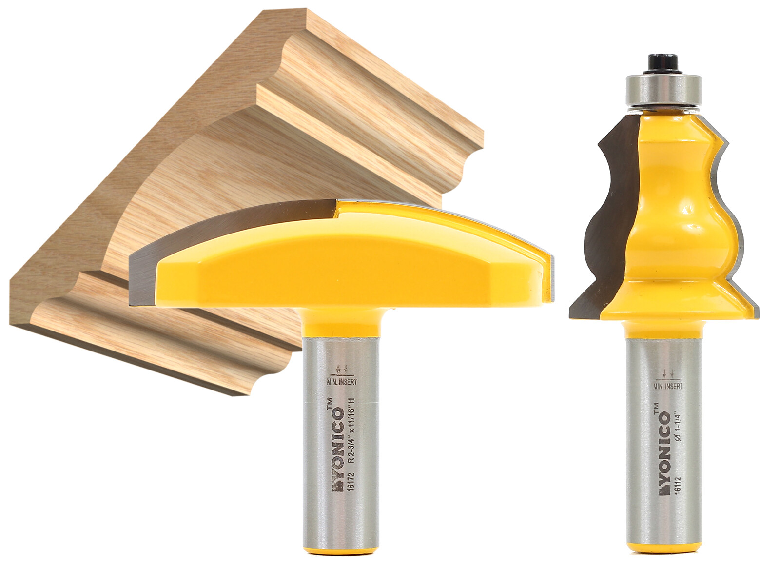 Elegant 2 Bit Crown Cap Molding Router Bit Set – 1/2″ Shank – Yonico 16212