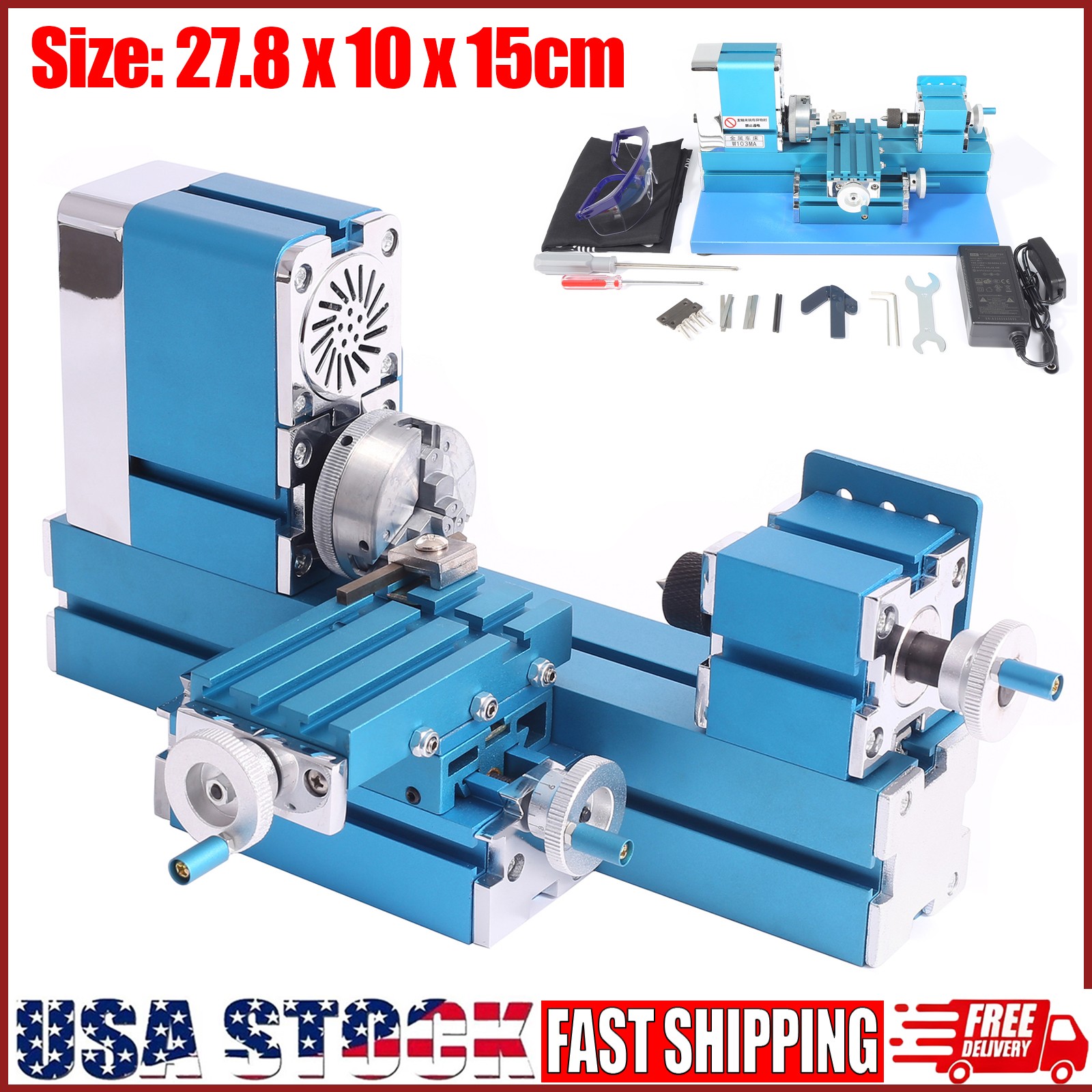 Mini Metal Lathe Machine 36W Motorized Benchtop Lathe for Woodworking Hobby DIY