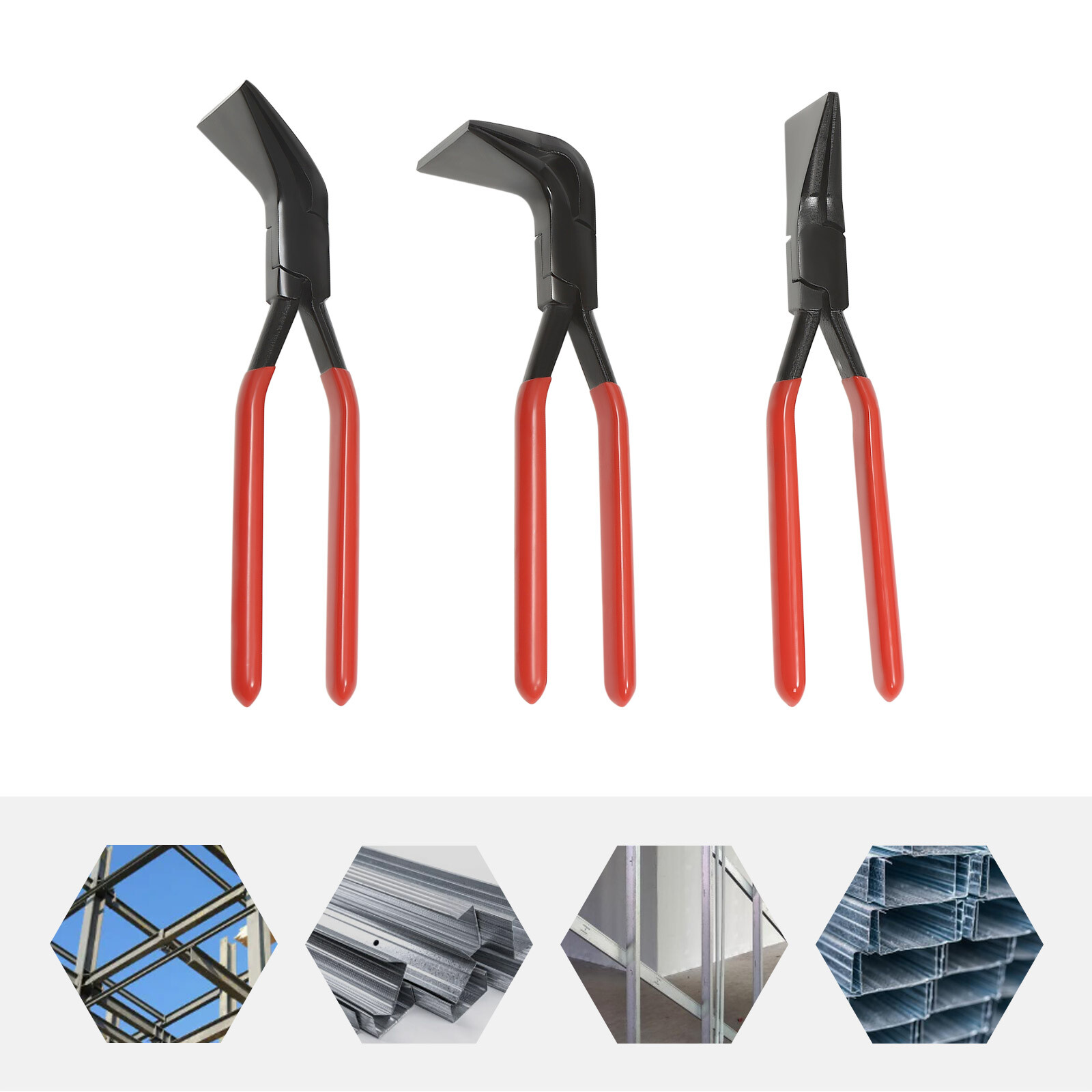 3-Piece Sheet Straight Bending Plier Hand Seamers Sheet Metal Tool 45° & 90°