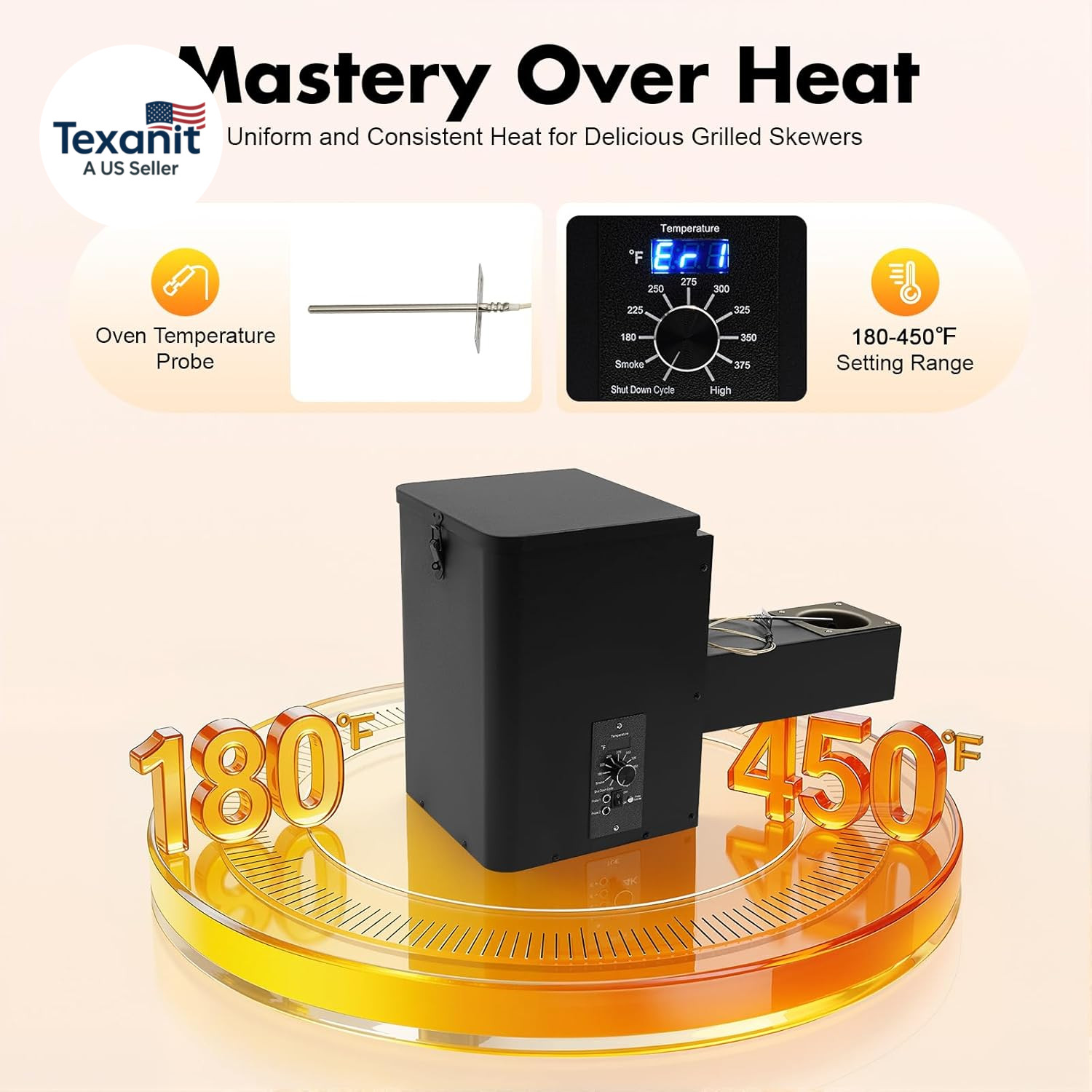 120V Pellet Smoker Hopper Assembly Kit with Digital Temperature Controller, Elec